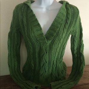American Eagle Green Hooded Sweater